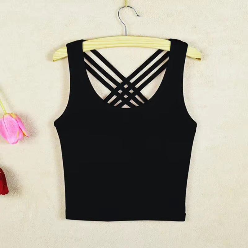 Girls Shoulder Straps Crop Tank Tops Teens Underwear Big Children'S Sleeveless Vest Kids Navel Pure Gymnastics Fitness Clothes