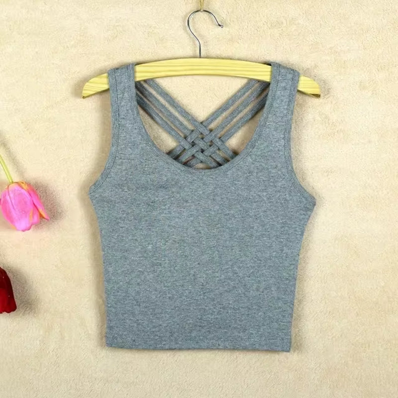 Girls Shoulder Straps Crop Tank Tops Teens Underwear Big Children'S Sleeveless Vest Kids Navel Pure Gymnastics Fitness Clothes