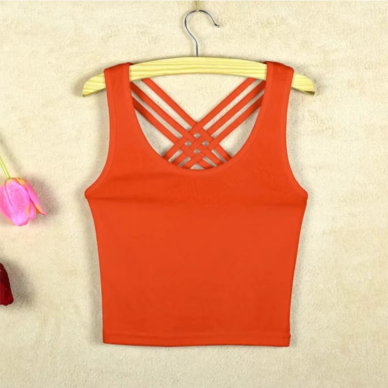 Girls Shoulder Straps Crop Tank Tops Teens Underwear Big Children'S Sleeveless Vest Kids Navel Pure Gymnastics Fitness Clothes