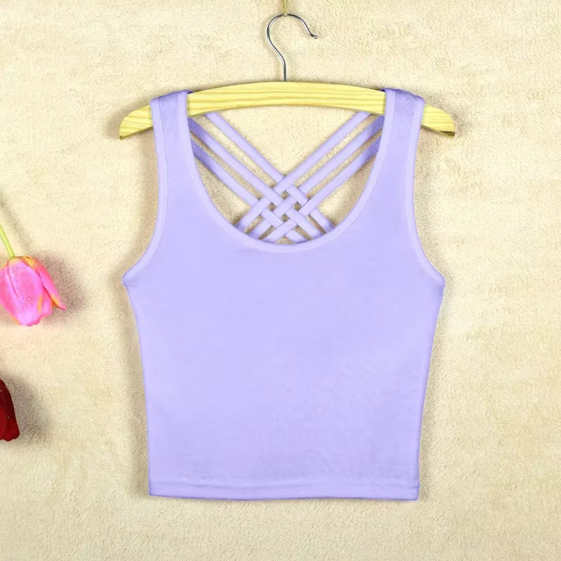 Girls Shoulder Straps Crop Tank Tops Teens Underwear Big Children'S Sleeveless Vest Kids Navel Pure Gymnastics Fitness Clothes