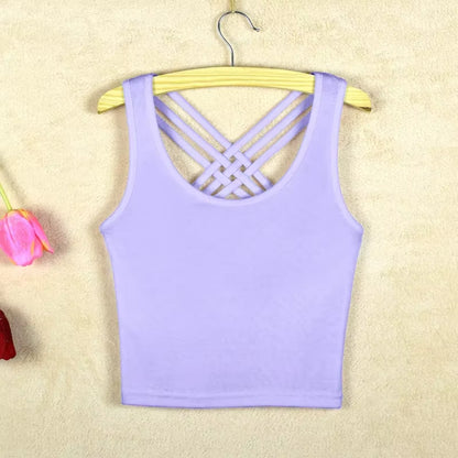 Girls Shoulder Straps Crop Tank Tops Teens Underwear Big Children'S Sleeveless Vest Kids Navel Pure Gymnastics Fitness Clothes